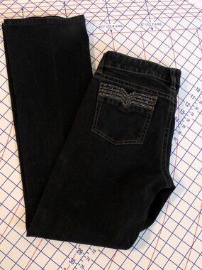 White House Black Market Black Rhinestone-Studded Bootcut Jeans 4R